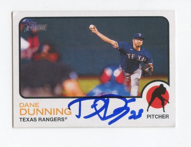 DANE DUNNING SIGNED AUTOGRAPHED 2022 TOPPS HERITAGE BASEBALL CARD AUTO