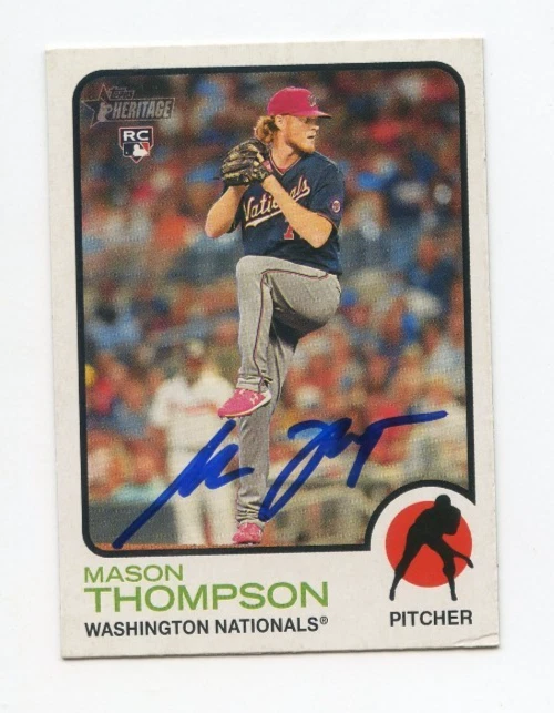 MASON THOMPSON SIGNED AUTOGRAPHED 2022 TOPPS HERITAGE BASEBALL CARD AUTO