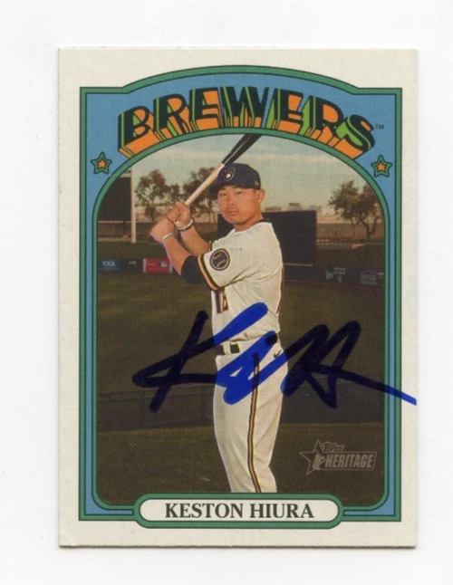 KESTON HIURA SIGNED AUTOGRAPHED 2021 TOPPS HERITAGE BASEBALL CARD AUTO