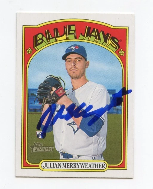 JULIAN MERRYWEATHER SIGNED AUTOGRAPHED 2021 TOPPS HERITAGE BASEBALL CARD AUTO