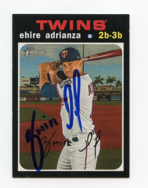 EHIRE ADRIANZA SIGNED AUTOGRAPHED 2020 TOPPS HERITAGE BASEBALL CARD AUTO
