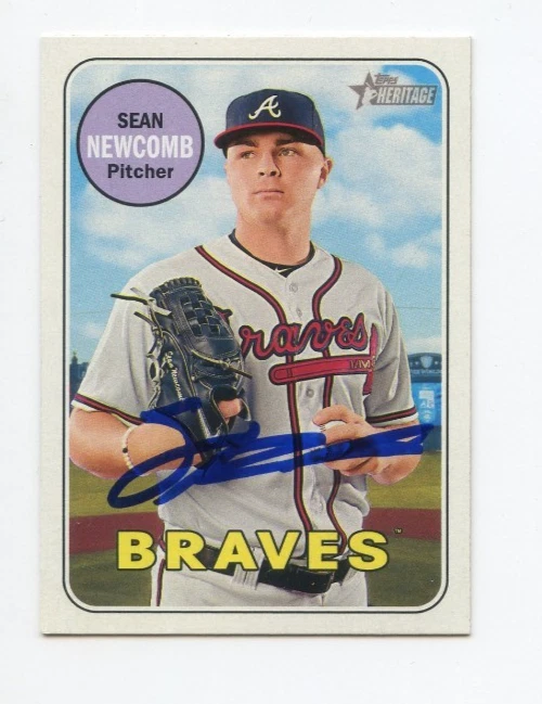 SEAN NEWCOMB SIGNED AUTOGRAPHED 2018 TOPPS HERITAGE BASEBALL CARD AUTO
