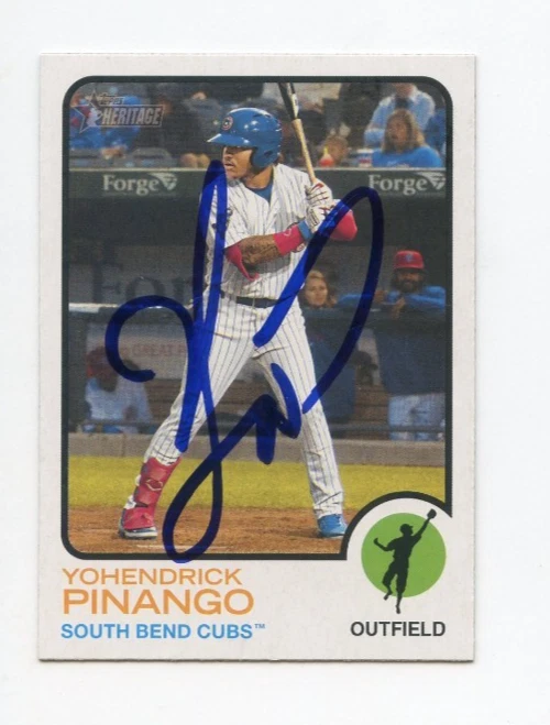 YOHENDRICK PINANGO SIGNED AUTOGRAPHED 2022 TOPPS HERITAGE MINORS CARD AUTO