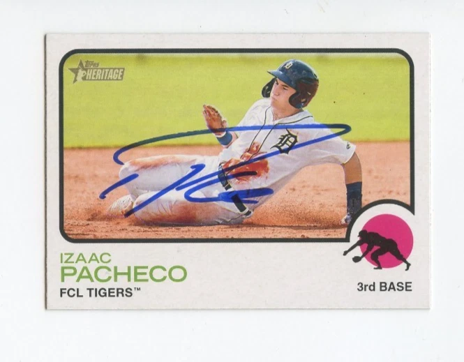 IZAAC PACHECO SIGNED AUTOGRAPHED 2022 TOPPS HERITAGE MINORS CARD AUTO