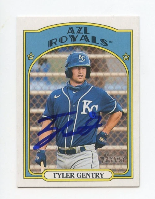 TYLER GENTRY SIGNED AUTOGRAPHED 2021 TOPPS HERITAGE MINORS CARD AUTO