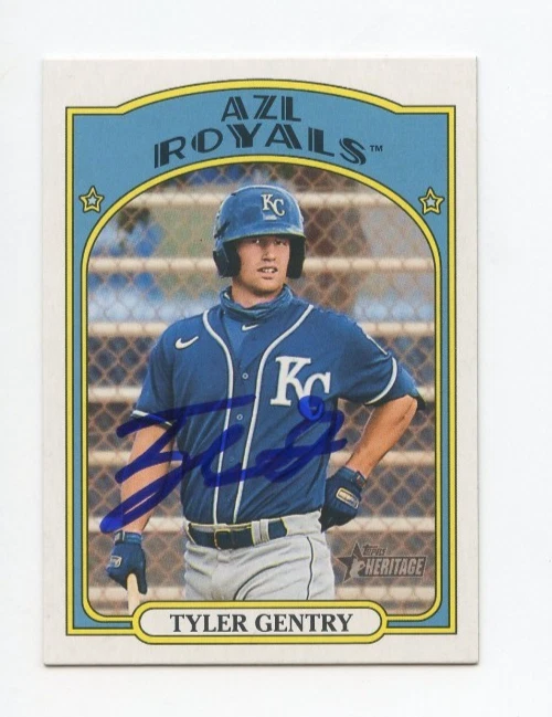 TYLER GENTRY SIGNED AUTOGRAPHED 2021 TOPPS HERITAGE MINORS CARD AUTO
