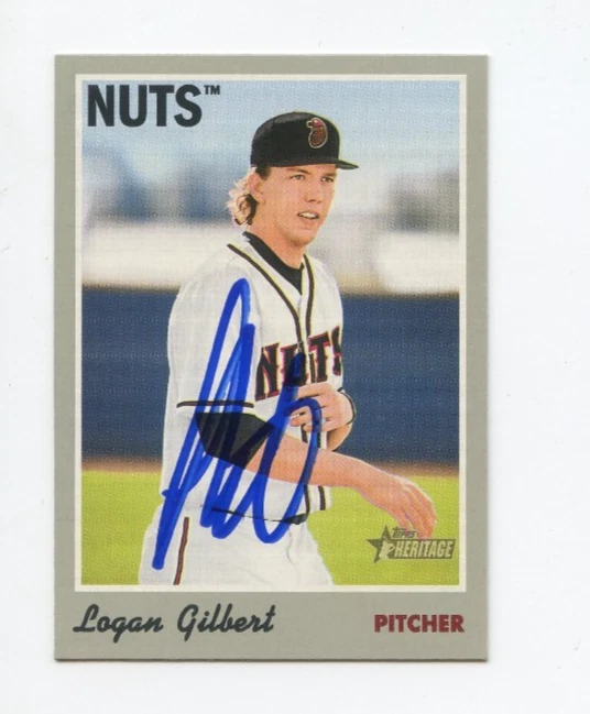LOGAN GILBERT SIGNED AUTOGRAPHED 2019 TOPPS HERITAGE MINORS CARD AUTO