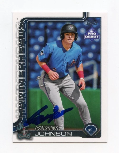 CARTER JOHNSON SIGNED AUTOGRAPHED 2025 TOPPS PRO DEBUT BASEBALL CARD AUTO