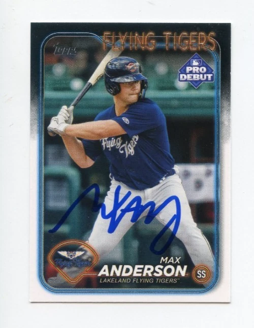 MAX ANDERSON SIGNED AUTOGRAPHED 2024 TOPPS PRO DEBUT BASEBALL CARD AUTO