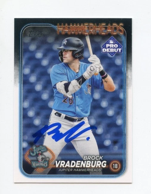 BROCK VRADENBURG SIGNED AUTOGRAPHED 2024 TOPPS PRO DEBUT BASEBALL CARD AUTO