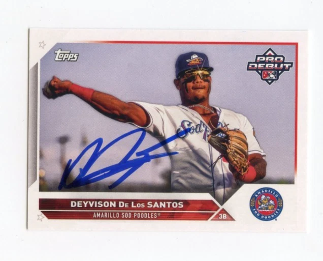 DEYVISON DE LOS SANTOS SIGNED 2023 TOPPS PRO DEBUT BASEBALL CARD AUTO