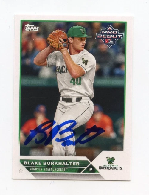 BLAKE BURKHALTER SIGNED AUTOGRAPHED 2023 TOPPS PRO DEBUT BASEBALL CARD AUTO