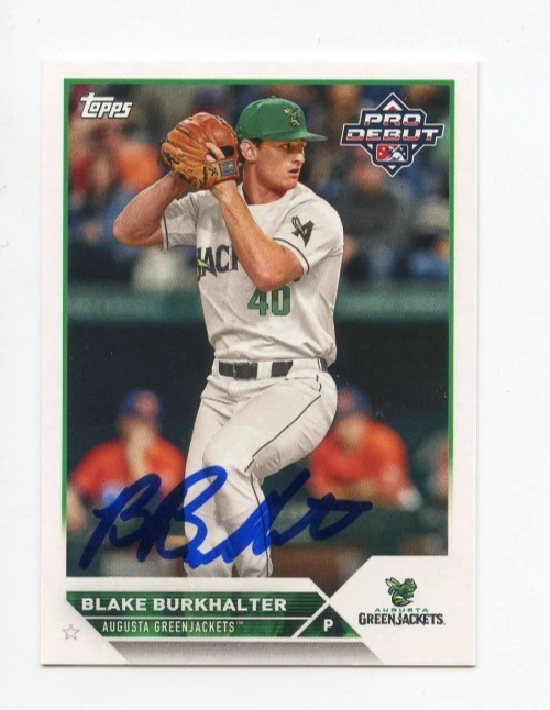 BLAKE BURKHALTER SIGNED AUTOGRAPHED 2023 TOPPS PRO DEBUT BASEBALL CARD AUTO