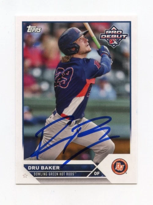DRU BAKER SIGNED AUTOGRAPHED 2023 TOPPS PRO DEBUT BASEBALL CARD AUTO
