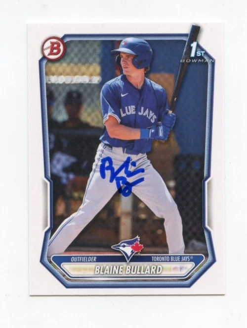 BLAINE BULLARD SIGNED AUTOGRAPHED 2026 BOWMAN BASEBALL CARD AUTO