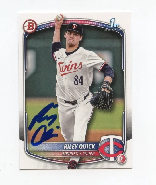 RILEY QUICK SIGNED AUTOGRAPHED 2025 BOWMAN DRAFT BASEBALL CARD AUTO