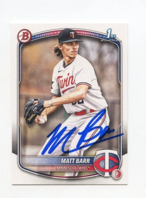 MATT BARR SIGNED AUTOGRAPHED 2025 BOWMAN DRAFT BASEBALL CARD AUTO