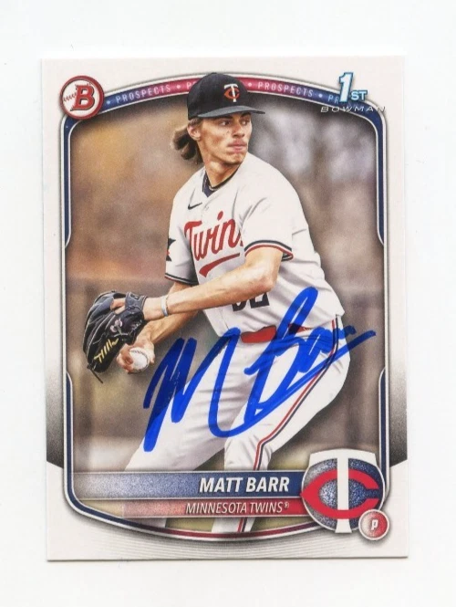 MATT BARR SIGNED AUTOGRAPHED 2025 BOWMAN DRAFT BASEBALL CARD AUTO