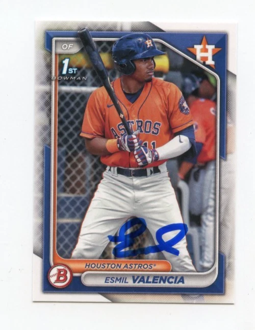 ESMIL VALENCIA SIGNED AUTOGRAPHED 2024 BOWMAN BASEBALL CARD AUTO