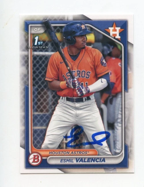 ESMIL VALENCIA SIGNED AUTOGRAPHED 2024 BOWMAN BASEBALL CARD AUTO