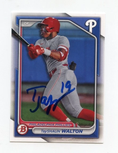 TAYSHAUN TJAYY WALTON SIGNED AUTOGRAPHED 2024 BOWMAN BASEBALL CARD AUTO