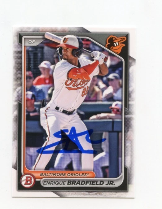 ENRIQUE BRADFIELD JR SIGNED AUTOGRAPHED 2024 BOWMAN DRAFT BASEBALL CARD AUTO
