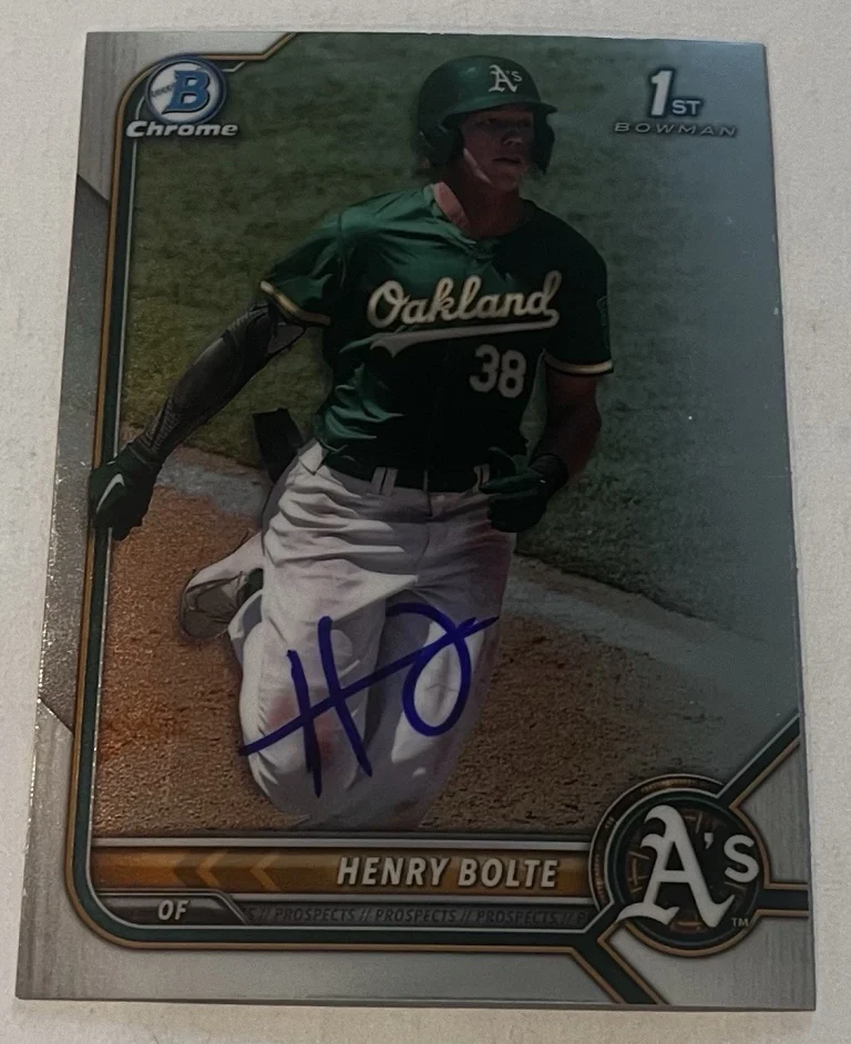 HENRY BOLTE SIGNED 2022 BOWMAN DRAFT CHROME PROSPECTS CARD AUTO