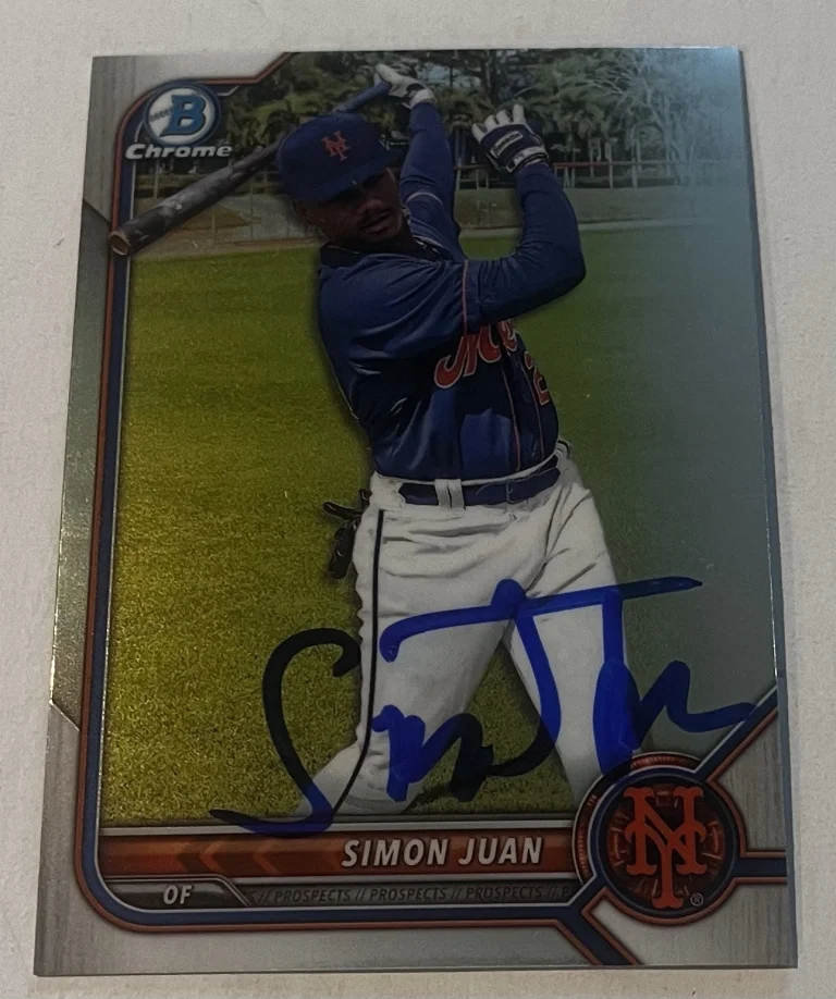 SIMON JUAN SIGNED 2022 BOWMAN DRAFT CHROME PROSPECTS CARD AUTO