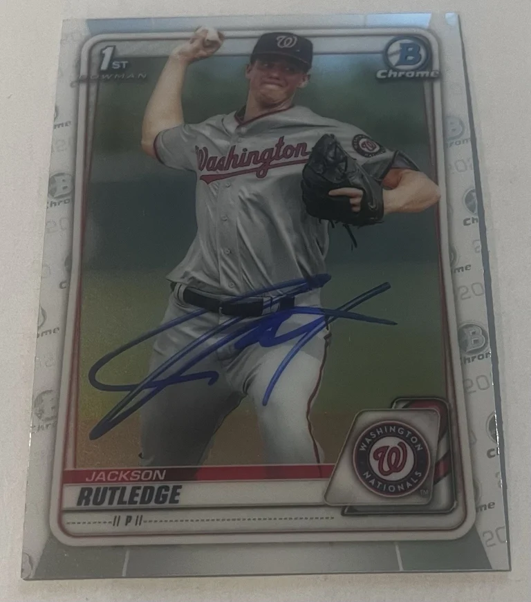 JACKSON RUTLEDGE SIGNED 2020 BOWMAN CHROME PROSPECT CARD AUTO