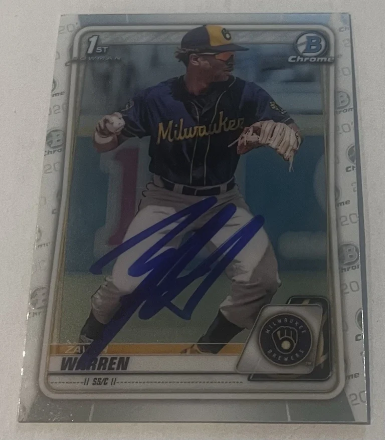 ZAVIER WARREN SIGNED 2020 BOWMAN DRAFT CHROME PROSPECT CARD AUTO
