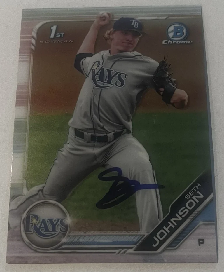 SETH JOHNSON SIGNED 2019 BOWMAN DRAFT CHROME PROSPECT CARD AUTO