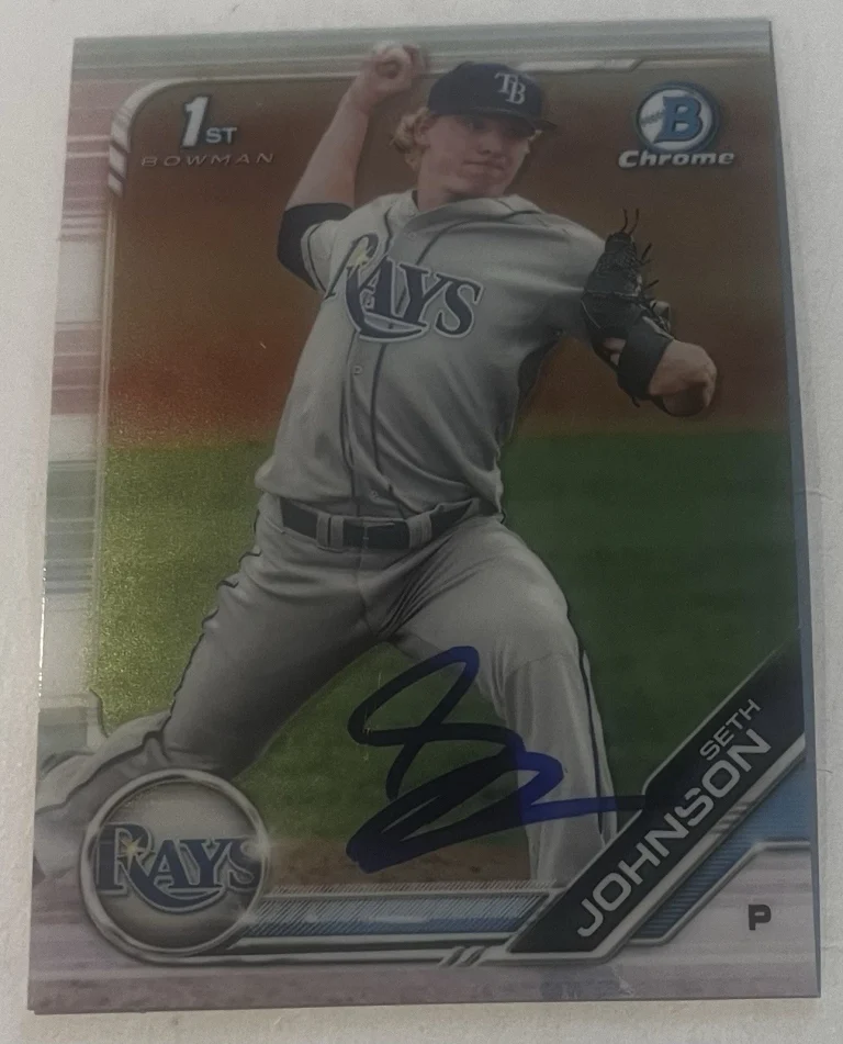 SETH JOHNSON SIGNED 2019 BOWMAN DRAFT CHROME PROSPECT CARD AUTO