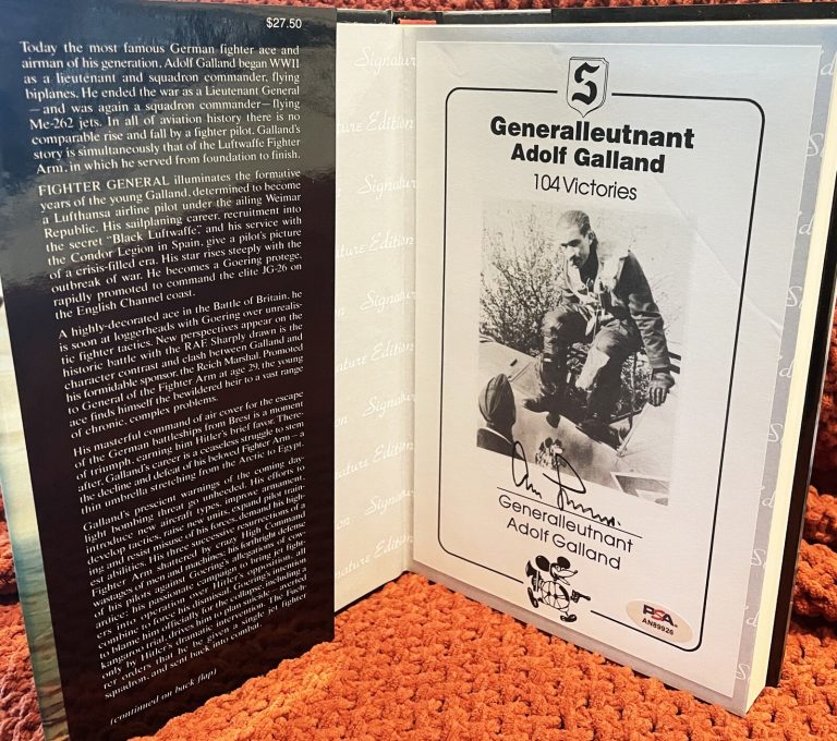 Adolf Galland Autographed Fighter General Signature Edition Book PSA DNA