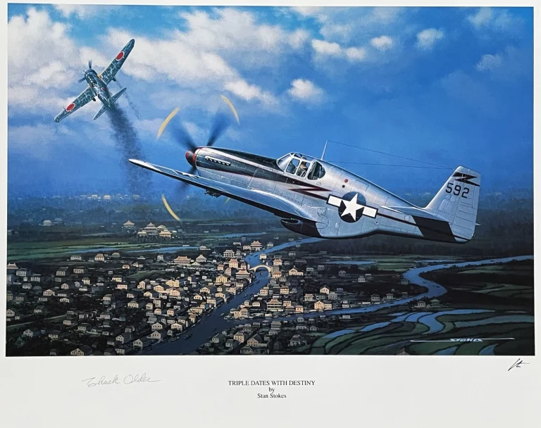 Chuck Older Signed Triple Dates With Destiny Print Stan Stokes Flying Tigers