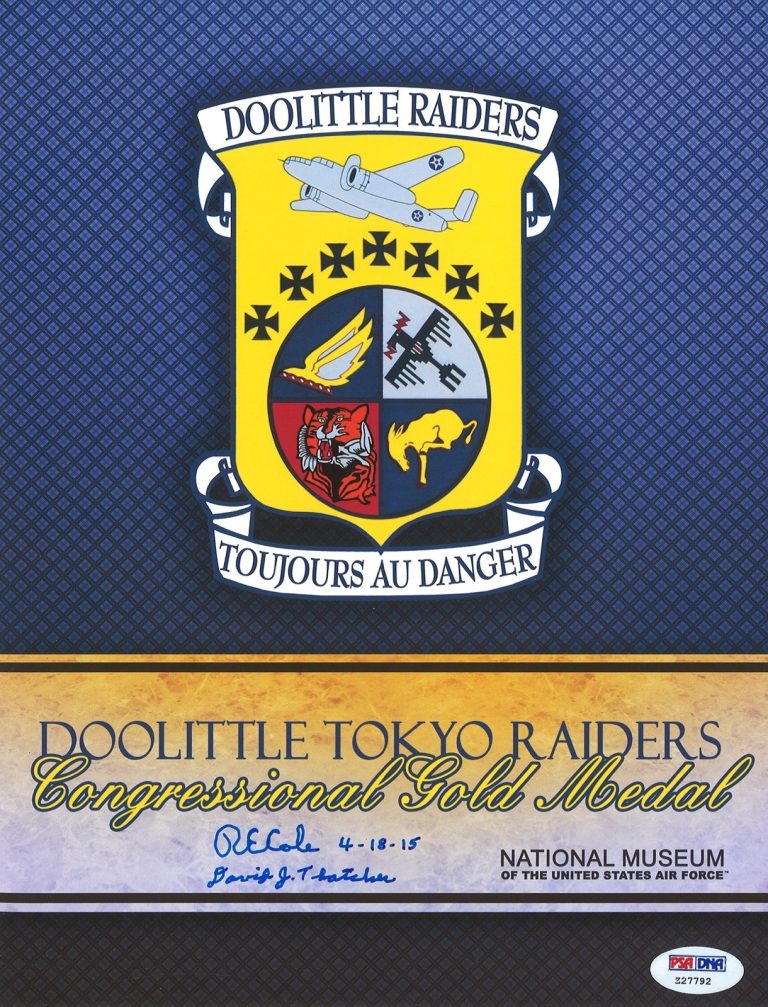 Doolittle Raiders Signed Gold Medal Program PSA DNA LOA Signed by last 2 Raiders
