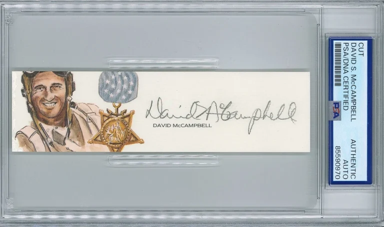 David McCampbell Signed Cut Signature PSA/DNA Navy Ace GOE Medal of Honor