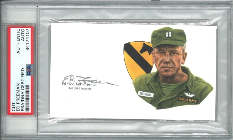 Ed Freeman Signed Cut Signature PSA/DNA Medal Honor Huey Pilot GOE