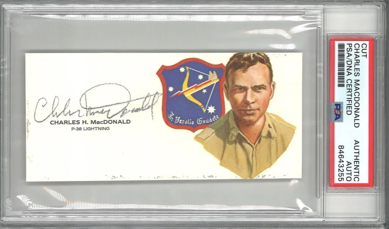 Charles MacDonald Signed Cut Signature PSA/DNA P-38 Ace GOE