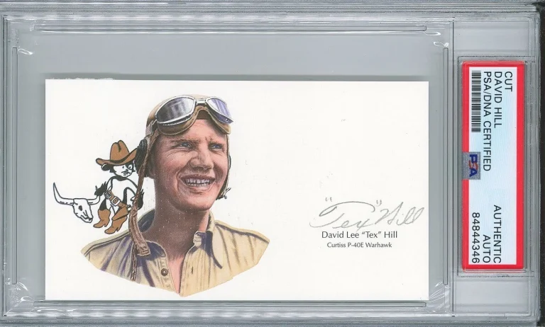 David Tex Hill Signed Cut Signature PSA/DNA Flying Tigers Ace GOE P-40E
