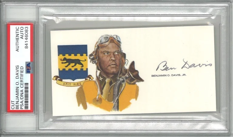 Benjamin O Davis Jr Signed Cut Signature PSA/DNA Tuskegee Airmen GOE