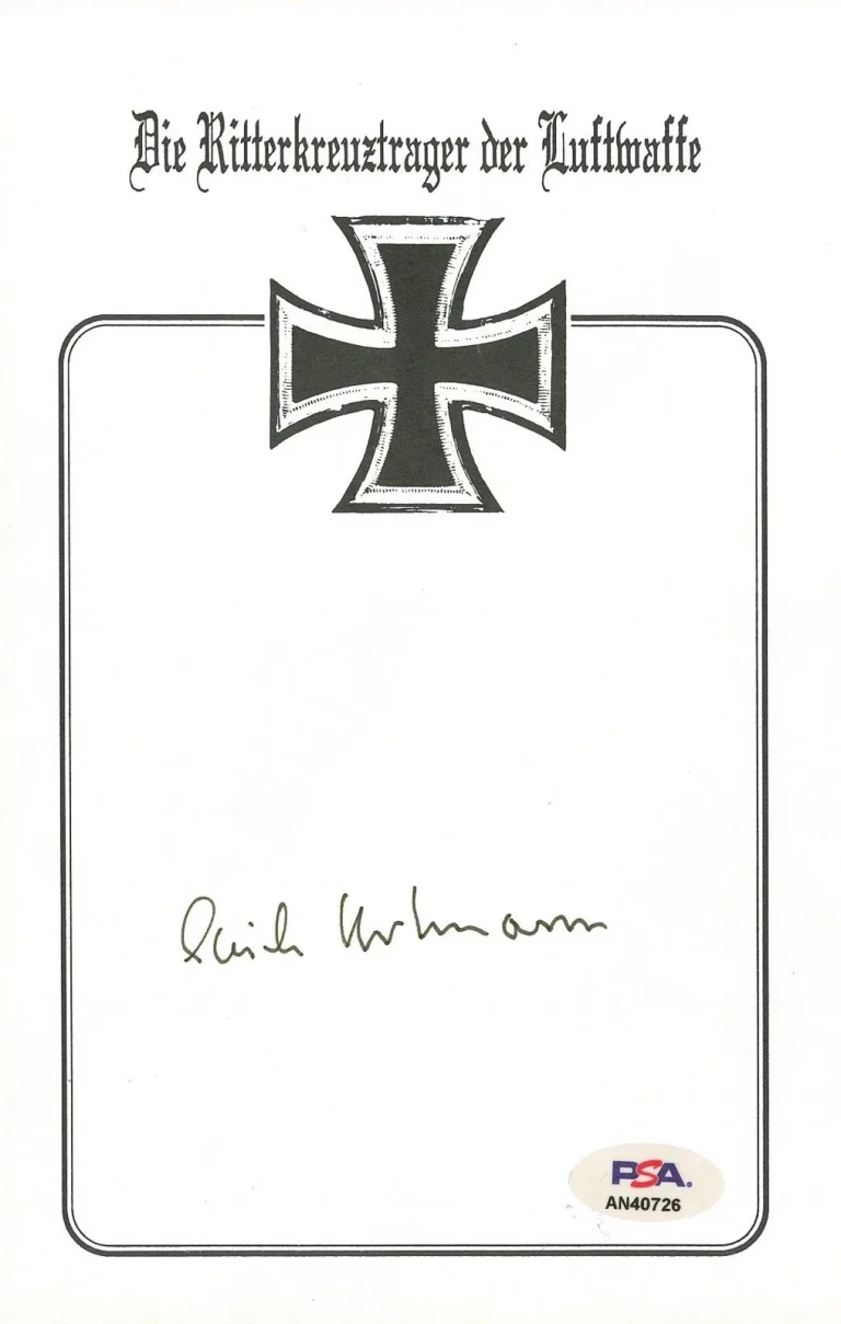 Erich Hartmann Signed Knight's Cross Recipients Luftwaffe Bookplate PSA DNA