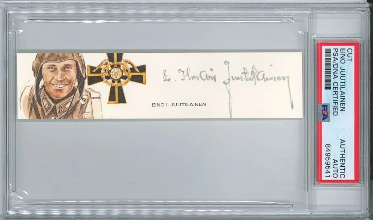 Eino Juutilainen Signed Cut Signature PSA/DNA 94 Victory Ace GOE