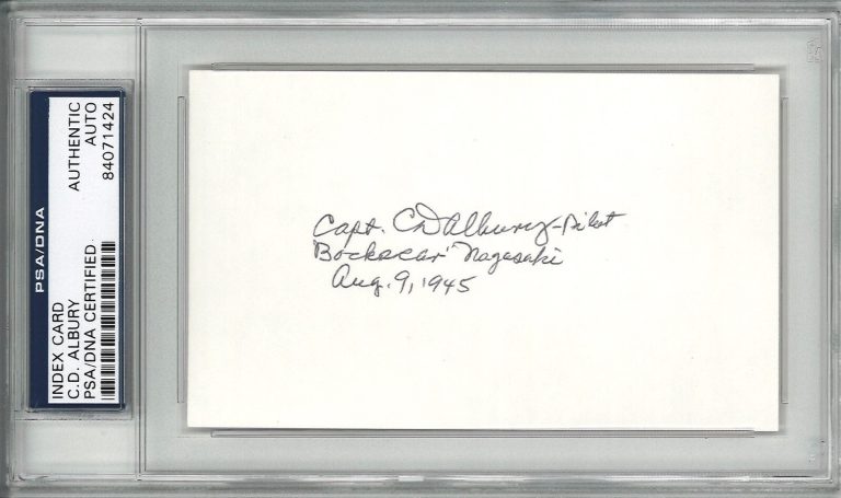 CD ALBURY SIGNED INDEX CARD PSA DNA 84071424 (D) WWII BOCKSCAR GREAT ARTISTE