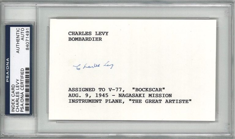 CHARLES LEVY SIGNED INDEX CARD PSA DNA 84071491 (D) BOCKSCAR C-13 CREW MEMBER