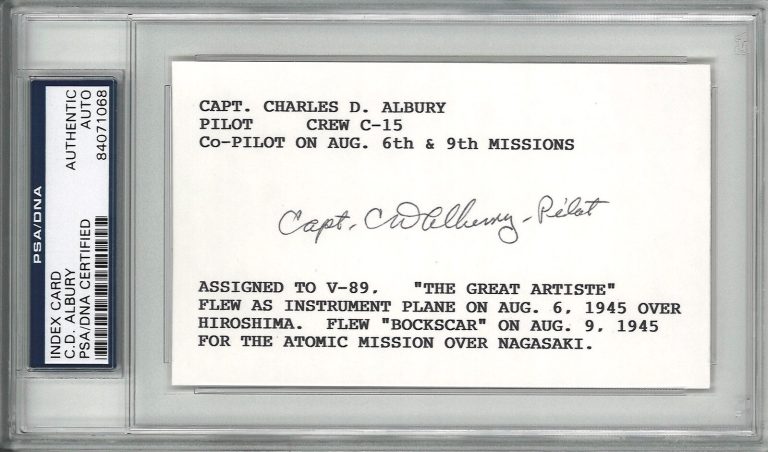 CD ALBURY SIGNED INDEX CARD PSA DNA 84071068 (D) WWII BOCKSCAR GREAT ARTISTE