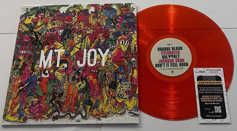 MT. JOY BAND SIGNED ORANGE BLOOD LP VINYL RECORD ALBUM MATT QUINN +4 JSA COA