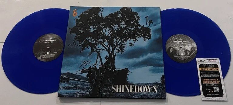 SHINEDOWN BAND SIGNED LEAVE A WHISPER LP VINYL RECORD ALBUM BRENT SMITH +1 JSA