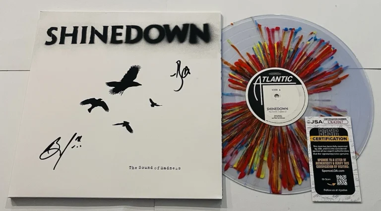 SHINEDOWN BAND SIGNED THE SOUND OF MADNESS LP VINYL RECORD ALBUM BRENT +1 JSA