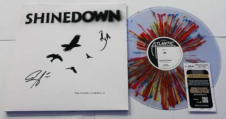 SHINEDOWN BAND SIGNED THE SOUND OF MADNESS LP VINYL RECORD ALBUM BRENT +1 JSA