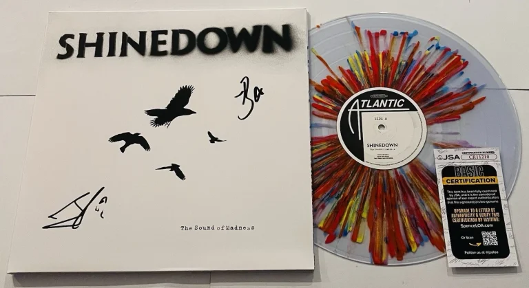 SHINEDOWN BAND SIGNED THE SOUND OF MADNESS LP VINYL RECORD ALBUM BRENT +1 JSA